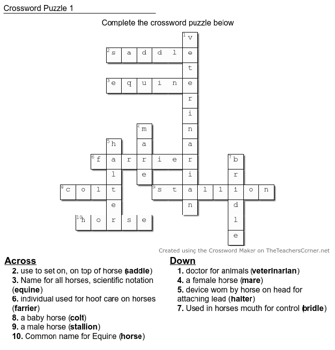 Answer Sheet :: Sidney Hawk Equine Answer Sheet :: Sidney Hawk Equine